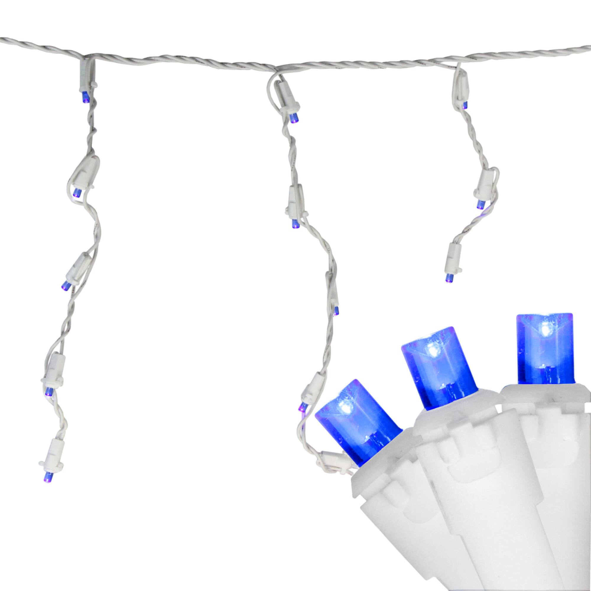 100ct. LED Wide Angle Icicle Christmas Lights With White Wire